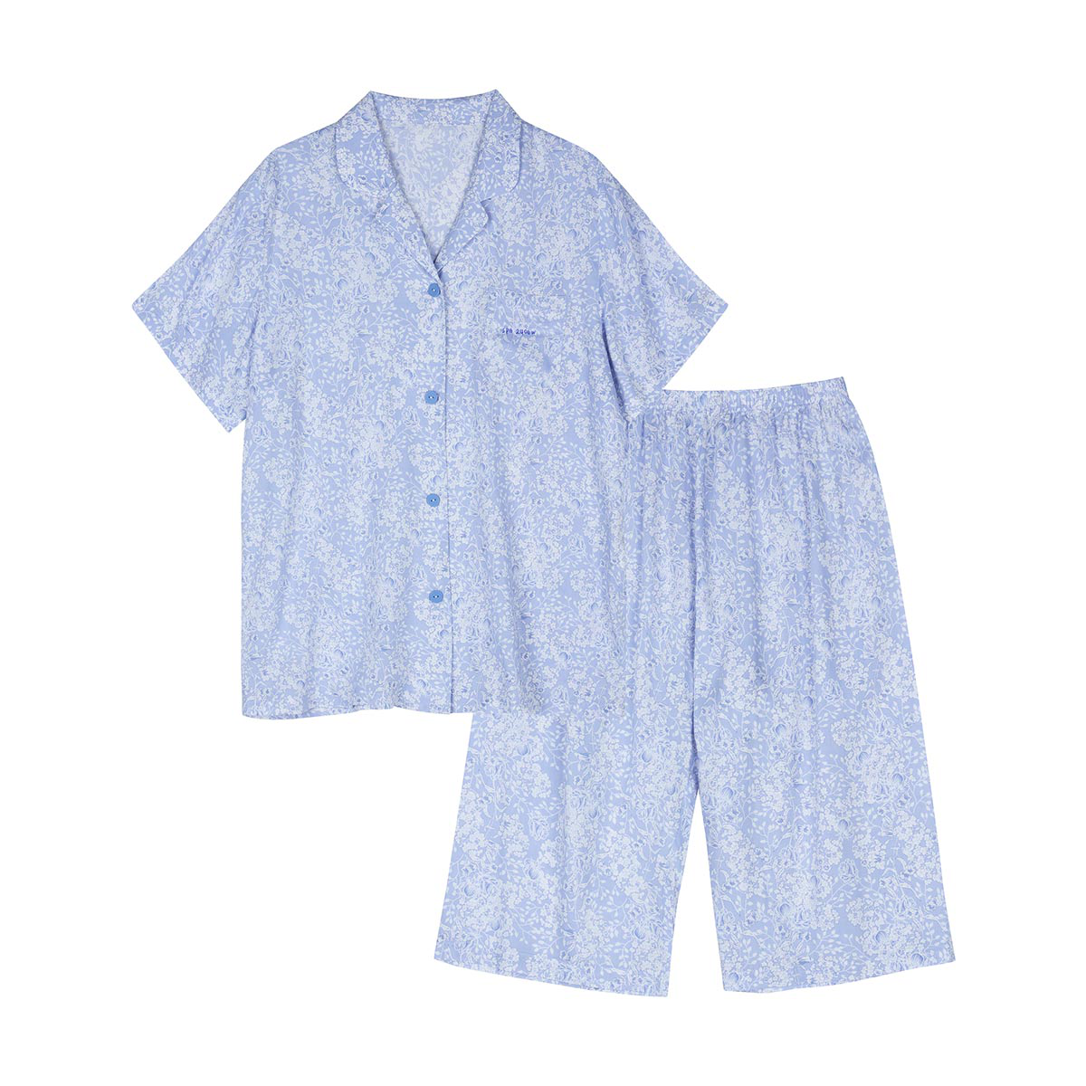 레이온 블루 플라워 나염 여성 파자마(SPA2406W), , large