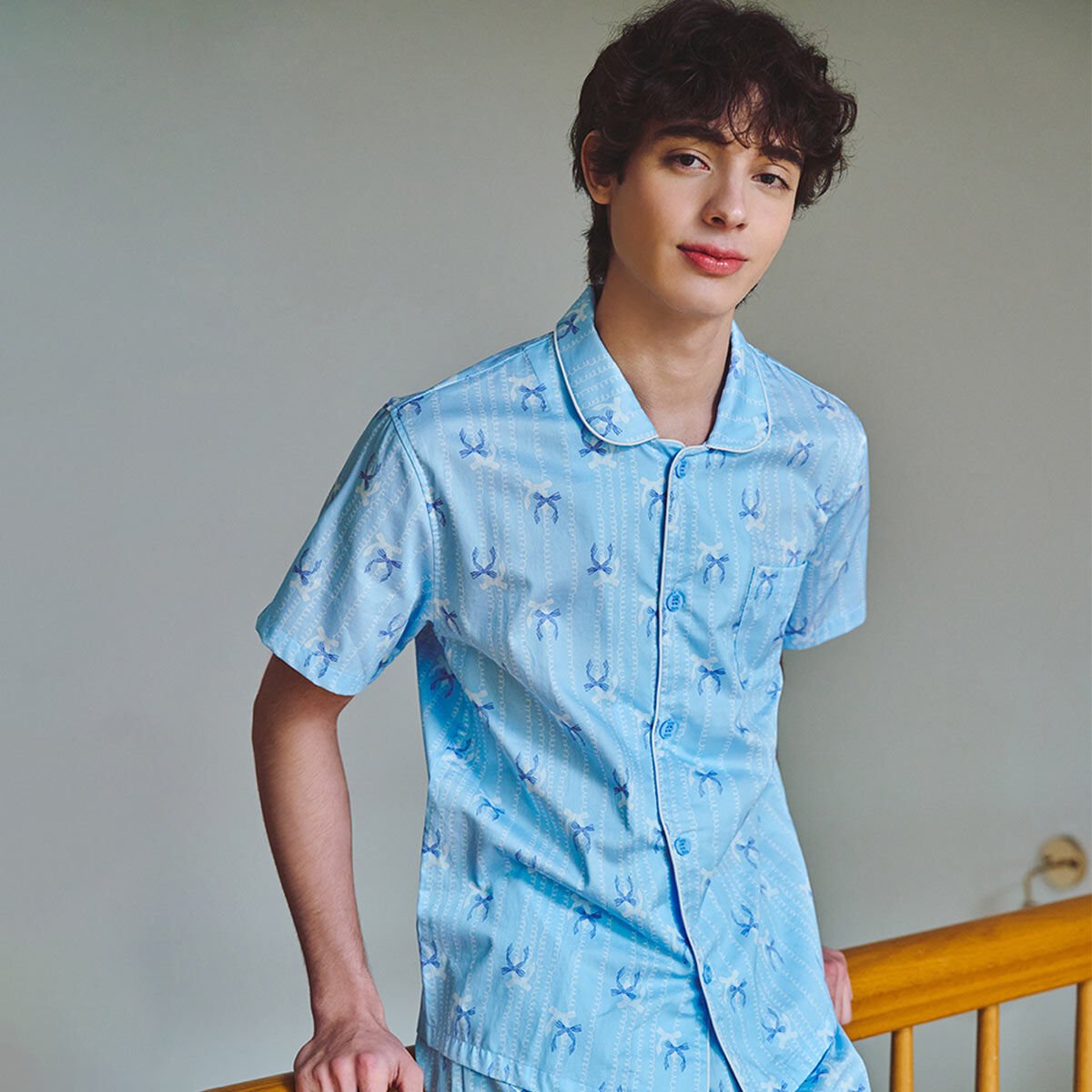 60수 주자 리본 나염 남성 파자마(SPA2506M), , small