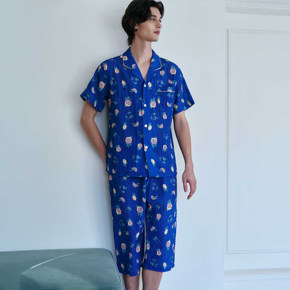 면 레이온 레몬나염 남성 파자마(VPA4528M), , large