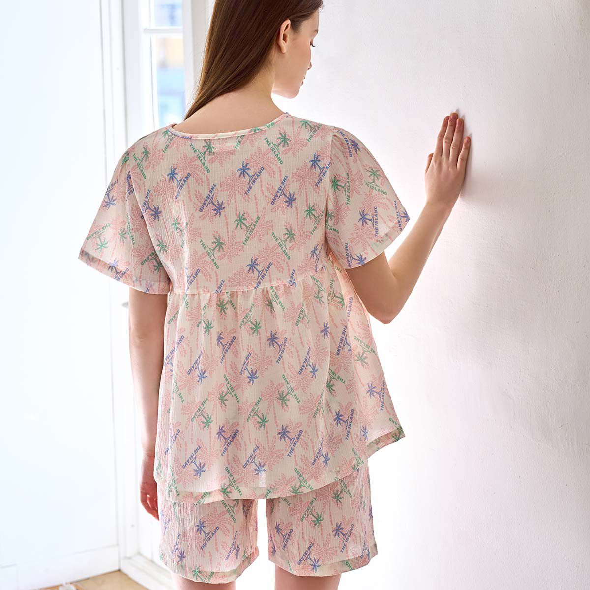 와플 야자수 나염 여성 파자마(SPA2504W), , large