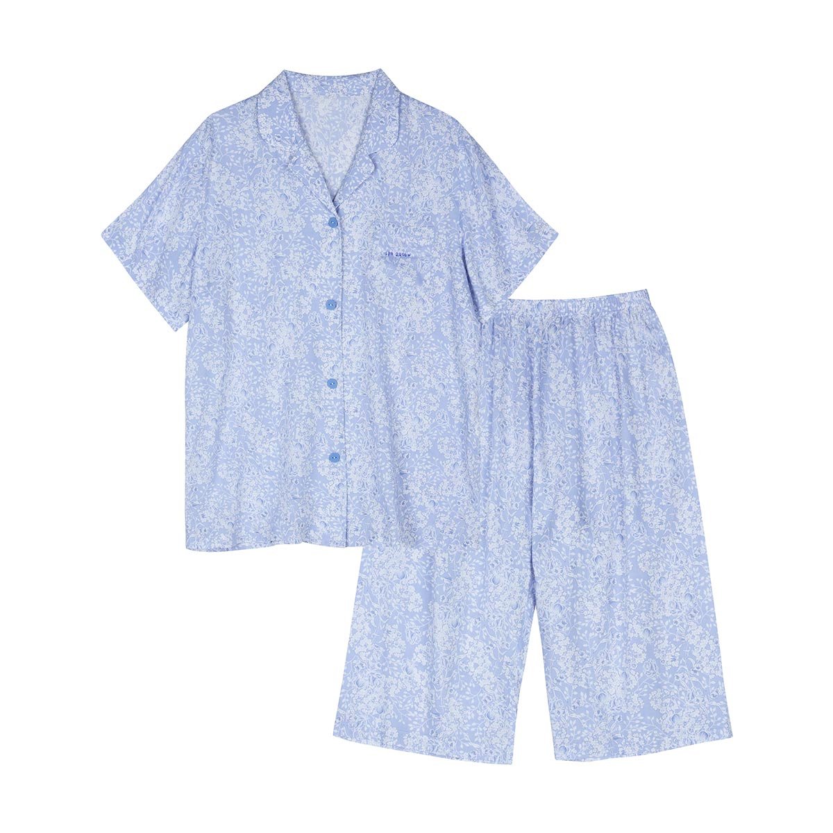 레이온 블루 플라워 나염 여성 파자마(SPA2406W)